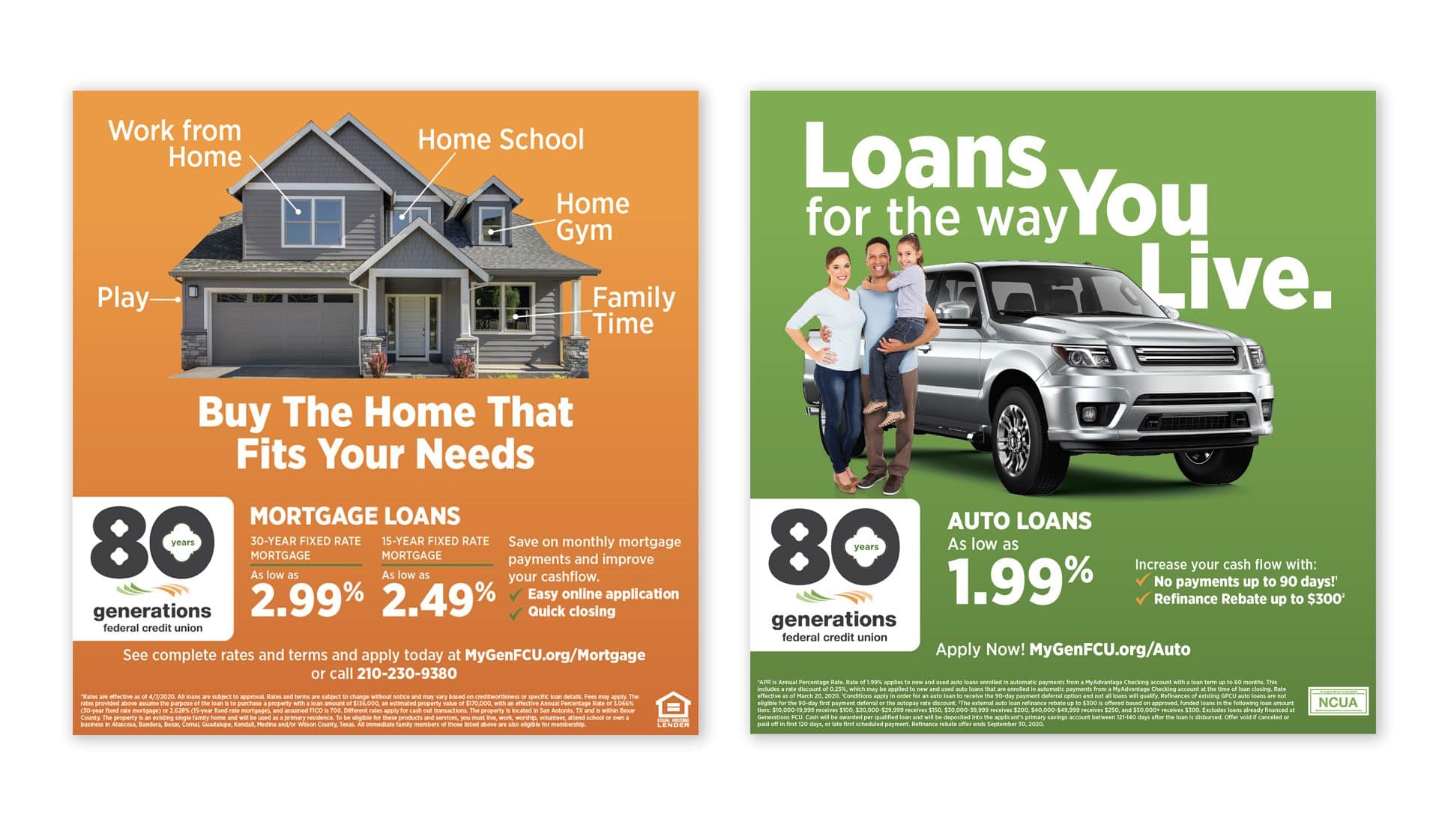 Generations FCU Print Ads