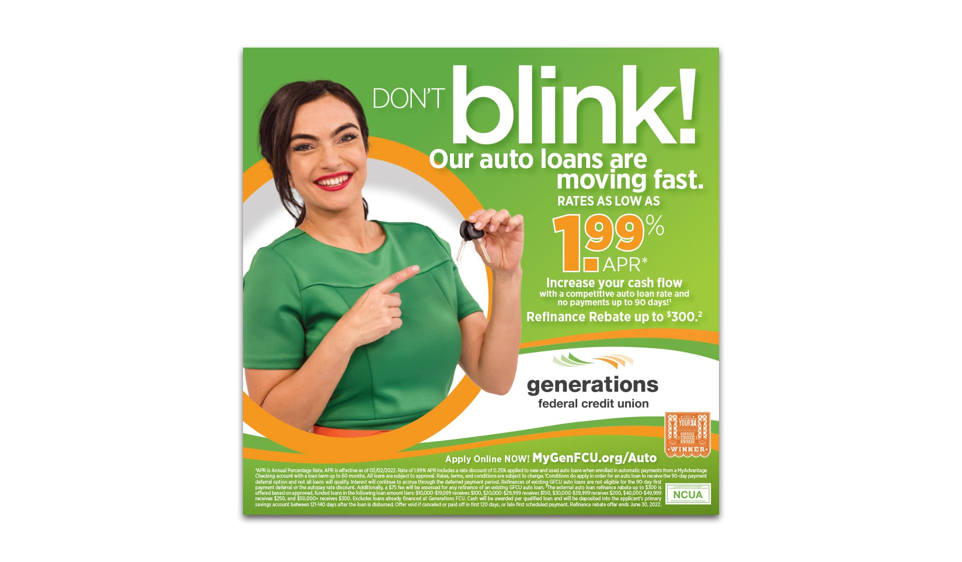 Generations Federal Credit Union Auto Print Ads, 2022